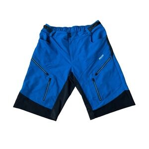 Arsuxeo Mens Blue Black Mountain Biking MTB Shorts Size L Adjustable Waist‎